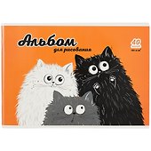 Альбом для рисования «Глазастые коты» Феникс+ А4, 40 листов, скрепка - 0