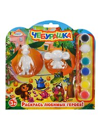 Набор-Раскраска Multiart Чебурашка и Крокодил Гена 2 фигурки, краски