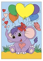 Ркн-038 Картина по номерам Забавный слоненок (набор для творч.) (LORI) (5+) (коробка)