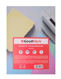 Бумага тонированная А4, 100 листов, 80г/м2, «Пастель», GoodMark