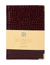 Ежедневник дат. 2026г. А5 176л "Business Premium. Lizard" бордо, 7Б, иск.кожа, обл.поролон, тв.переплет, мет.уголки, тонир.блок, зол.торец, справ.мат-лы, 2 ляссе, инд.уп