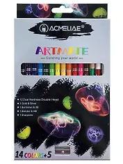 Карандаши цветные Aсmeliae, Artmate, двухсторонние 15 цветов с точилкой