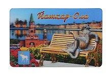 Магнит 3D винил Коллаж, Кот, Благовещенская башня (Йошкар-Ола) (028-118K2)