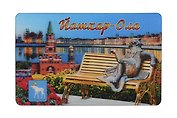 Магнит 3D винил Коллаж, Кот, Благовещенская башня (Йошкар-Ола) (028-118K2)