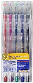 Ручки гелевые Crown, 5 цветов 0,5 мм