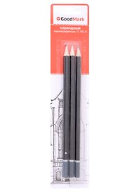 Карандаши чернографитные, GoodMark, 3 штуки