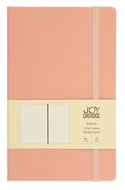 Книга для записей А5 96л кл. "Joy Book. Персиковый пух" иск.кожа, тонир.блок, скругл.углы, ляссе, резинка, карман на задн.форзаце