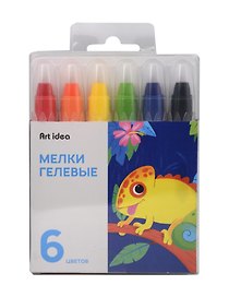 Гелевые мелки «ColorBoom», 6 цветов, классические цвета, выкручивающиеся, Art idea