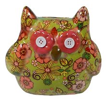 Сувенир Копилка Сова с узорами большая, керамика 14*14*8см