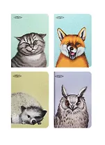 Записная книжка А6 40 листов клетка "Хитрозвери" картонная обложка, матовая ламинация, выборочный лак, блок офсет, сшивка, ассорти, MARKER ARTE