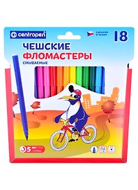 Фломастеры «Пингвины» Centropen, 18 цветов