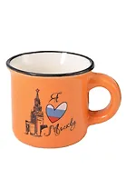 Кружка маленькая Спасская башня, триколор, оранжевая (фарфор) (75мл) (Москва) (065-9-21-OR)