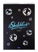 Скетчбук А4 20л "Мыльные пузыри" черн. внутр блок, 160г/м2, тв.обложка, спираль