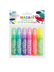 Гель с блестками, полупрозрачный, MAZARI, 6 мл, 6 цветов, с европодвесом