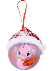 Елочный шар НГ Дракончик в шапочке (пластик, текстиль) (7,5 см) (ПВХ Бокс)