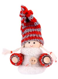 Новогоднее подвесное украшение Девочка в шапочке (полосочка) (текстиль) (7х3)