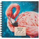 Скетчбук 195*195 80л "Фламинго" белый офсет, 100г/м2, тв.обложка, евроспираль