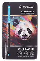 Карандаши цветные 12цв акварельные "Blackwood" +кисточка, мет.футляр, ACMELIAE