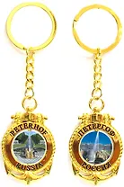 Брелок-якорь-кан (мет.вставка-цв) Петергоф.Труб.Тритоны - Каскад, цвет зол18К