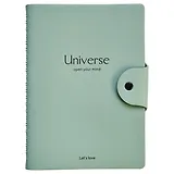 Тетрадь А5 96л кл. "Universe" мятный, иск.кожа, мягк.переплет, полускр.спираль, кнопка