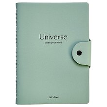 Тетрадь А5 96л кл. "Universe" мятный, иск.кожа, мягк.переплет, полускр.спираль, кнопка