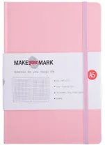 Книга для записей А5 100л кл. "Make your mark" розов.тв.переплет, тонир.блок, резинка, ляссе, инд.уп.