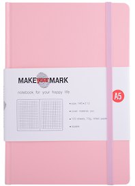 Книга для записей А5 100л кл. "Make your mark" розов.тв.переплет, тонир.блок, резинка, ляссе, инд.уп.