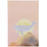 Книга для записей А5 100л кл. "Whale in the clouds" 7БЦ, мат.ламинация, ляссе, ассорти, инд.уп.