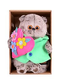 Игрушка мягкая Budi Basa, Басик с сердцем в цветочек (19 см) (Ks19-170)