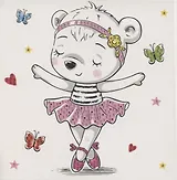 Алмазная мозаика MAZARI Открытка своими руками Мишка-Балерина 15х15 см, ОПП-упаковка