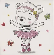 Алмазная мозаика MAZARI Открытка своими руками Мишка-Балерина 15х15 см, ОПП-упаковка