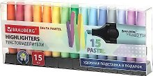 Текстовыделители «Delta Pastel» 15 цветов, на подставке, Brauberg