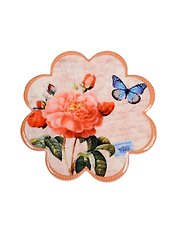 Подставка под кружку Роза с синей бабочкой (в форме цветка) (11см)