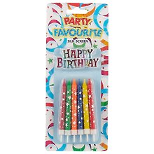 Набор свечей для торта Звезды с табличкой Happy Birthday (12шт) (8см)