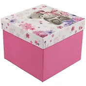 Подарочная коробка «Мишка на розовом», средняя