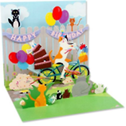 3D открытка Кот на велосипеде (Cat and Cake Bike Ride) (мини) (TR156)