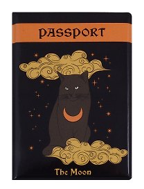 Обложка для паспорта Кот Таро (черный) (ПВХ бокс) (ОП2023-397)