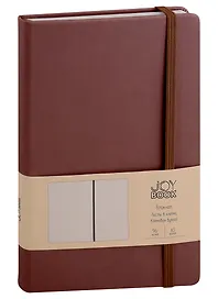 Книга для записей А5 96л кл. "Joy Book. Горячий шоколад" иск.кожа, тонир.блок, скругл.углы, ляссе, резинка, карман на задн.форзаце