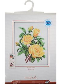 Набор для вышивания крестом Желтые розы (20х25см) (M143) (мулине DMS, канва Aida14, 5.5 клеток=1см, схема, игла, инструкция) (RTO) (Create for Fun)