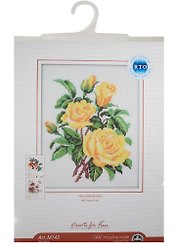 Набор для вышивания крестом Желтые розы (20х25см) (M143) (мулине DMS, канва Aida14, 5.5 клеток=1см, схема, игла, инструкция) (RTO) (Create for Fun)