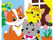 Холст с красками 25х30 см. "Селфи трёх котят"