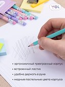Карандаши чернографитные с ластиком «Pastel», Yoi, HB, 12 штук, в ассортименте - 1