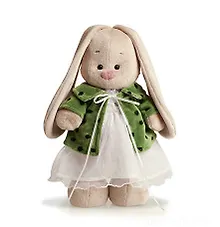 Мягкая игрушка Зайка Ми в зеленом пальто и белом платье (25 см) (StS-034)