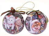 Набор елочных шаров НГ Зимние котики (2 шт) (пластик) (7,5 см) (ПВХ Бокс)