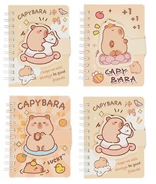 Записная книжка «Capybara» А7, 80 листов в линейку, на липучке, спираль, в ассортименте