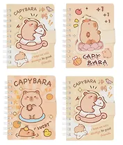 Записная книжка А7 80л лин. "CAPYBARA" спираль, карт.обл., липучка, ассорти