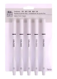 Ручки капиллярные-линеры 5шт (0,1/0,3/0,5/0,8/1мм), пласт.кор., Winsor&Newton