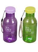 Сувенир, Бутылка BPA free цветная прозрачная с веревочкой для руки 350мл, h=17см, пластик 12-07664-8003 - 2