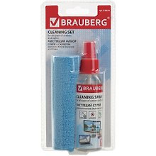 Спрей 100 мл и салфетка для очистки экранов и оптики, Brauberg