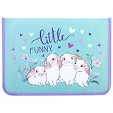 Папка для труда А4 "Little bunny" пластиковая, молния с 3х сторон, внутр.блок для канц.принадлежностей